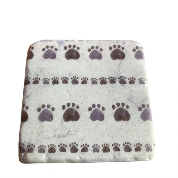 4 Dog Puppy Paw Print Stone Tile Coasters - Picture 5 of 7